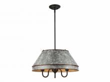  0877-3P ABI-GV - Jasper 3-Light Pendant in Antique Black Iron with Galvanized Steel